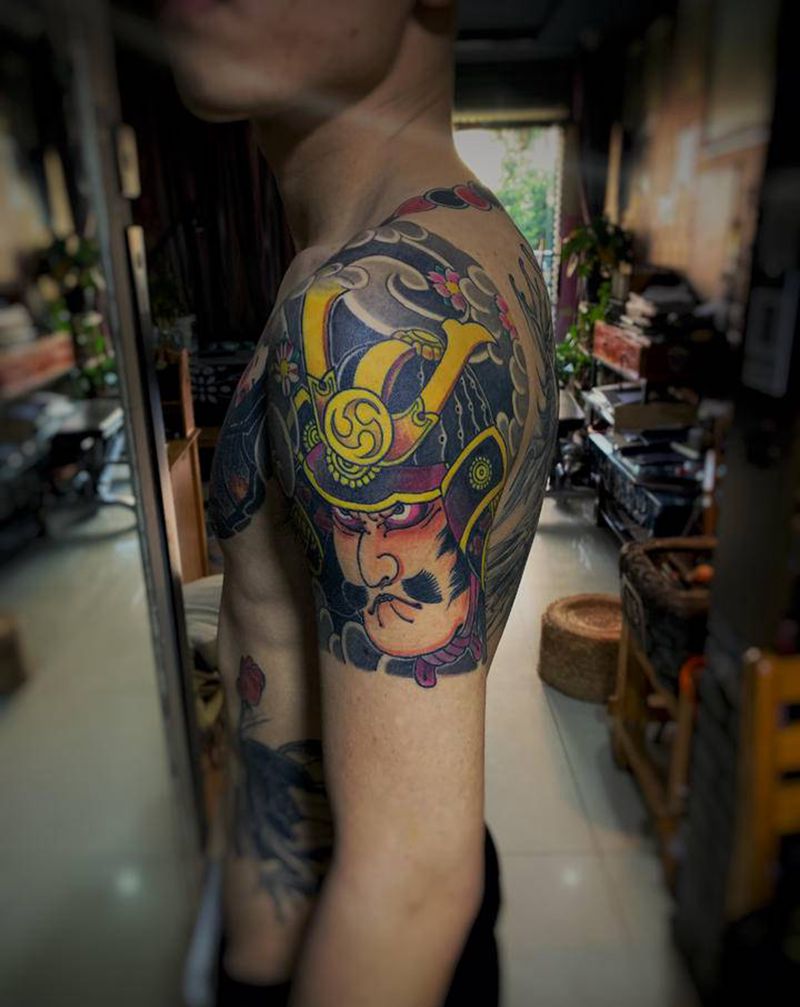 今日作品纹身图片_手臂肩部老传统New School纹身图案