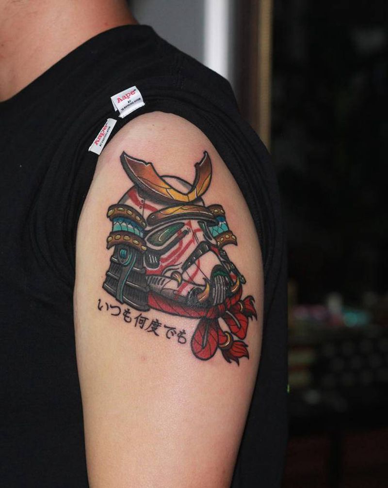 白兵武士头纹身图片_手臂New School纹身图案