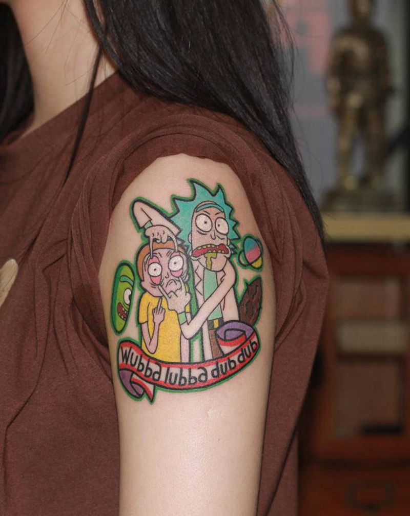 瑞克和莫蒂纹身图片_手臂New School纹身图案