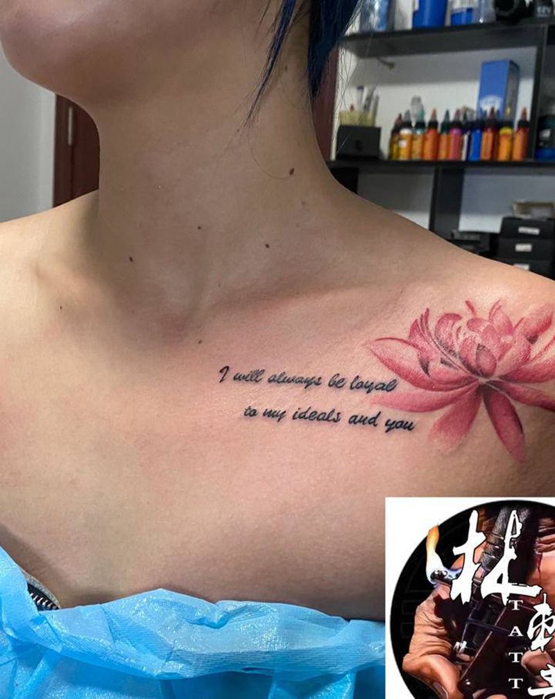 彼岸花纹身图片_胸部水彩纹身图案