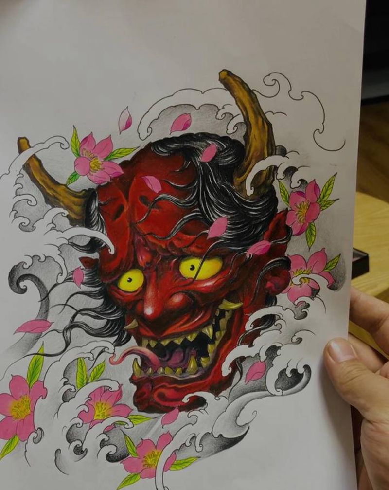 彩铅般若手稿纹身图片_手部手臂新传统纹身图案