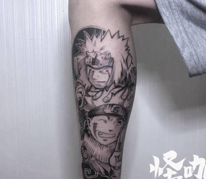 火影纹身纹身图片_腿部点刺纹身图案