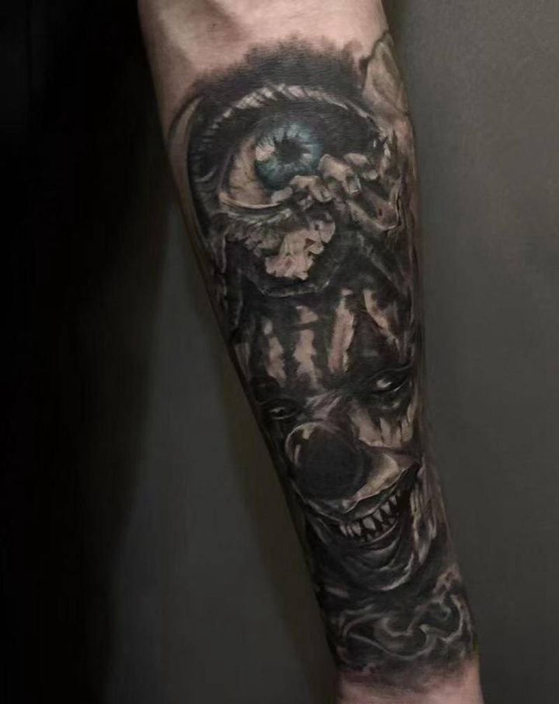 暗黑修改纹身图片_手臂欧美写实纹身图案