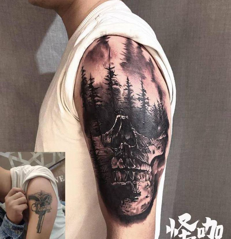 写实遮盖纹身图片_手臂欧美写实纹身图案