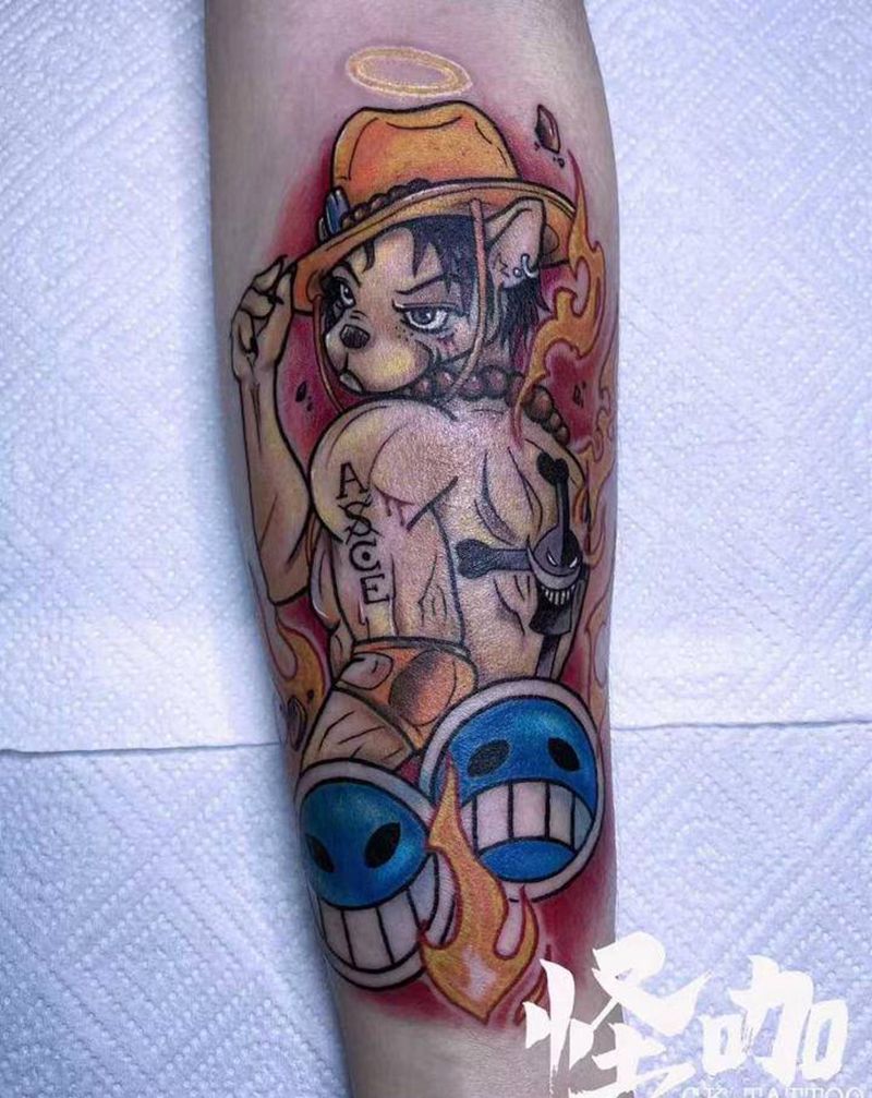 艾斯，法斗纹身图片_手臂New School纹身图案