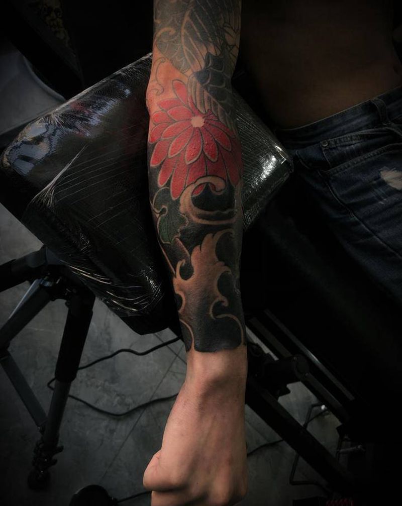 日式花臂纹身图片_老传统纹身图案