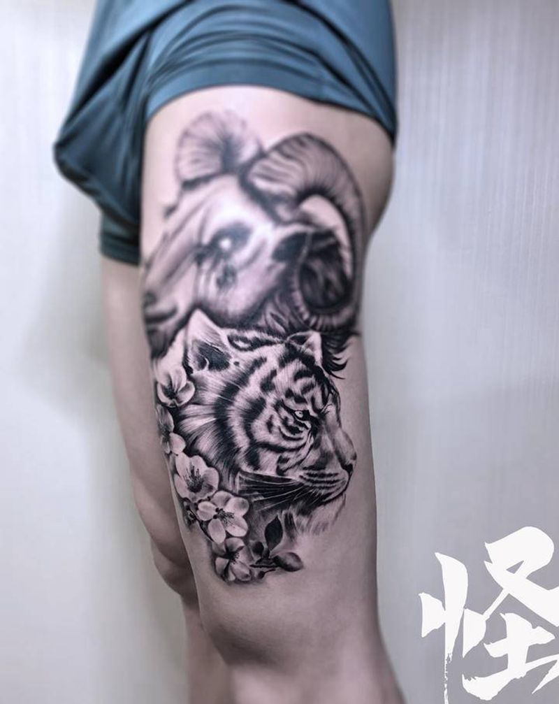 写实纹身图片_腿部欧美写实纹身图案