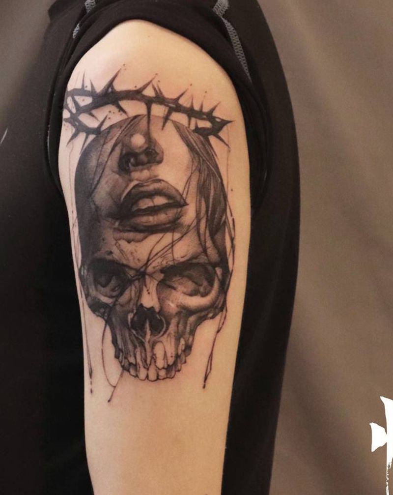 素描写实纹身图片_手臂欧美写实纹身图案