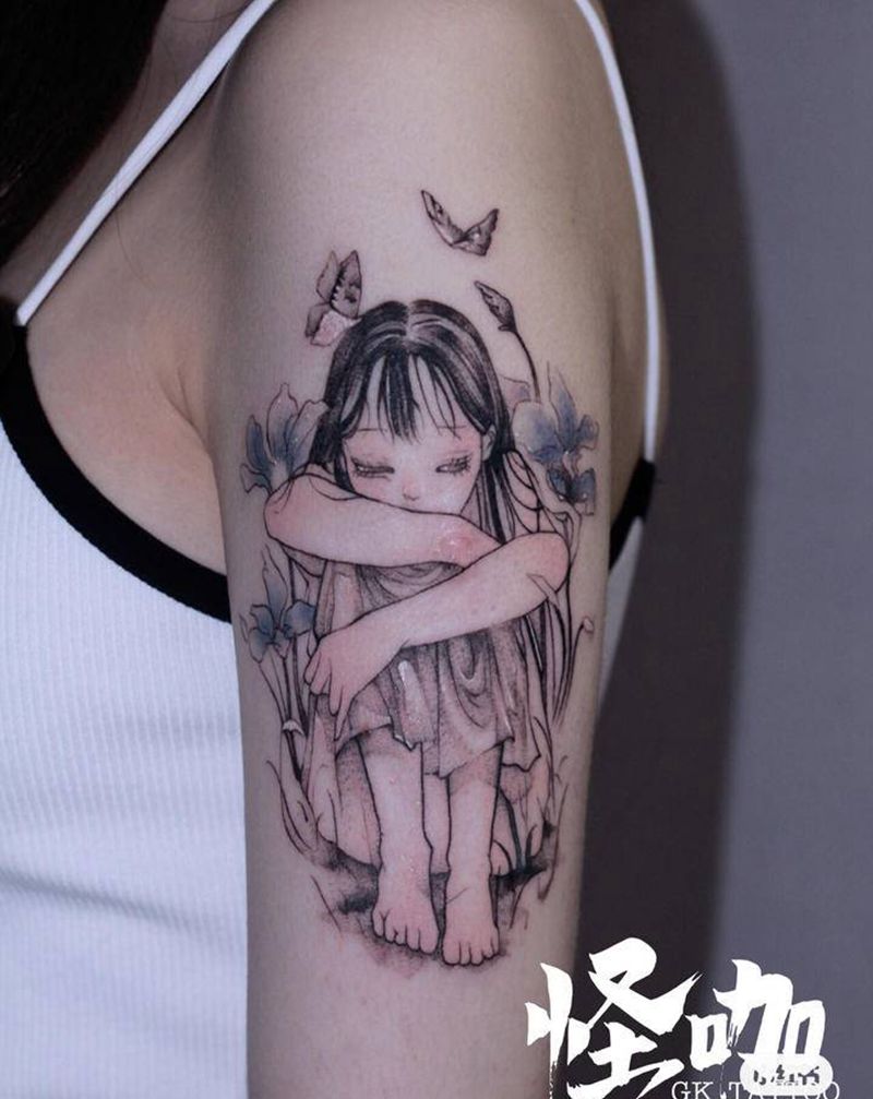 小清新纹身图片_手臂水彩纹身图案