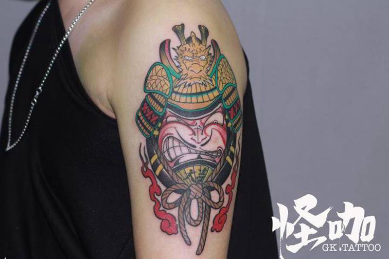 武士纹身图片_手臂新传统纹身图案