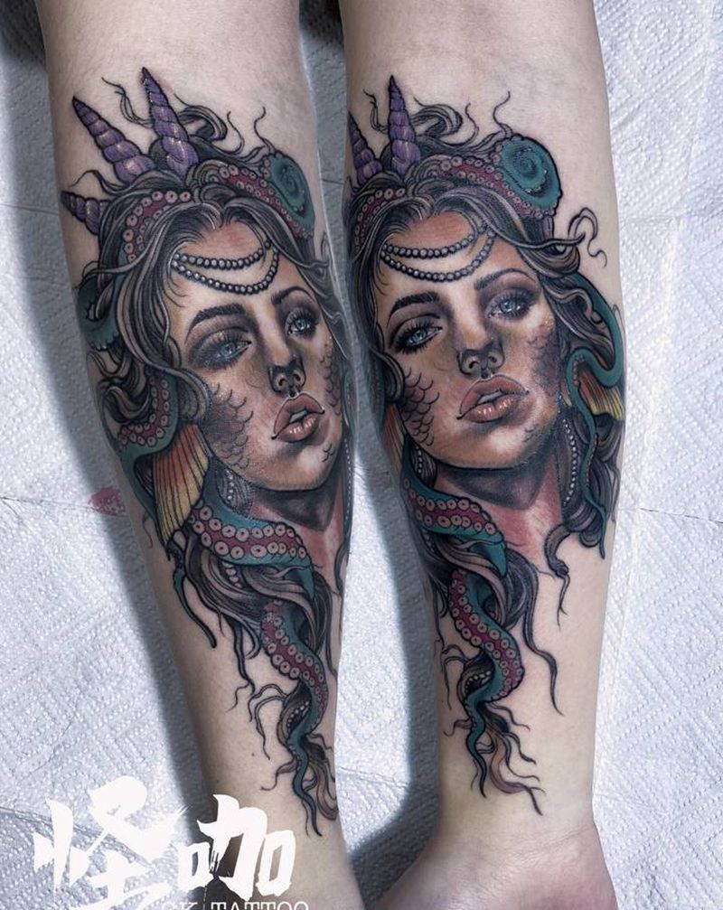 姣人纹身图片_手臂New School纹身图案