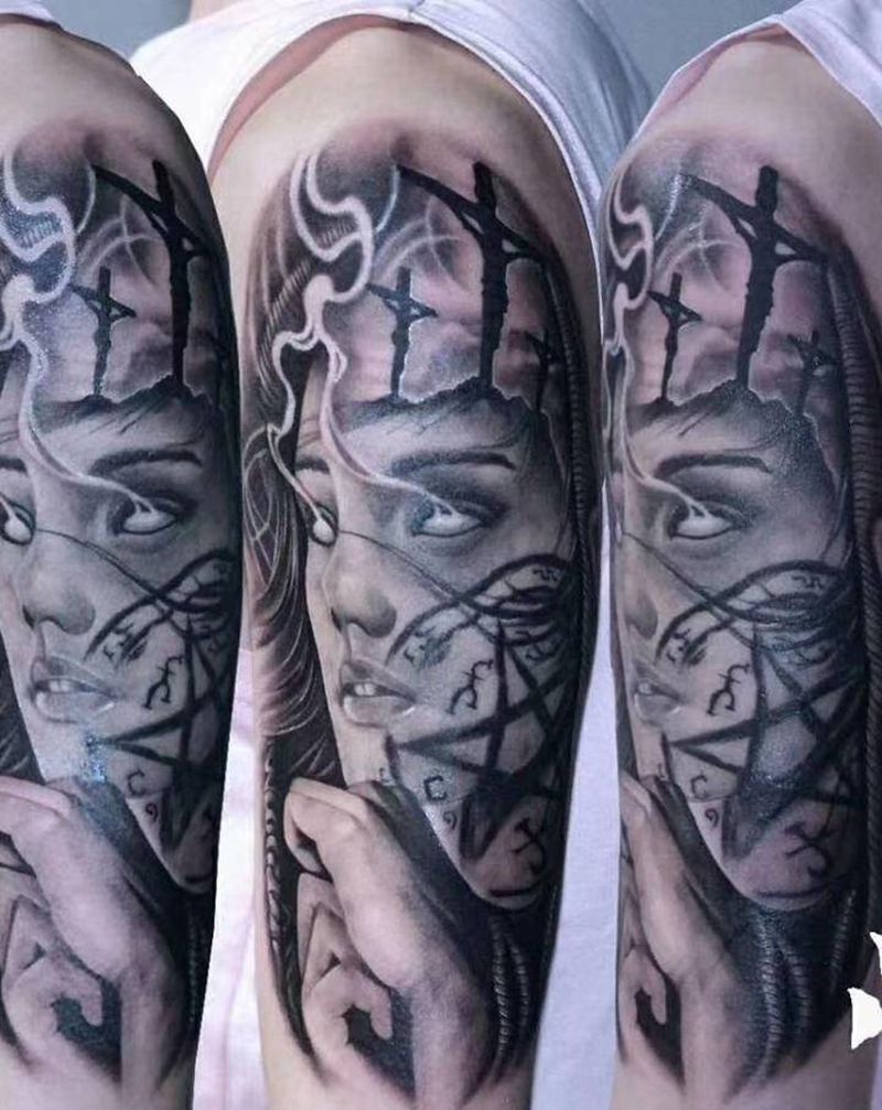 写实作品纹身图片_手臂欧美写实纹身图案