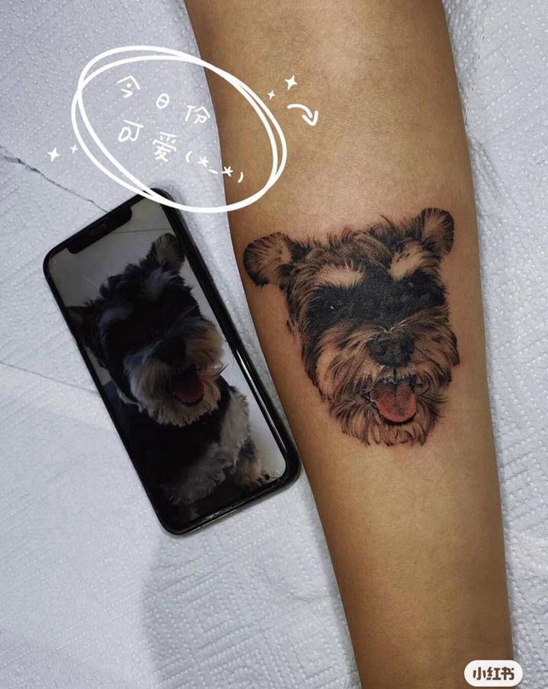写实狗狗纹身图片_手臂欧美写实纹身图案