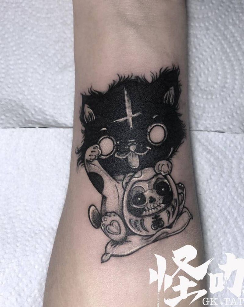 遮盖纹身图片_手臂点刺纹身图案