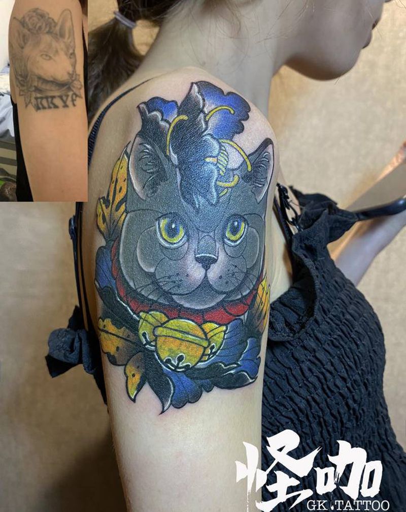 原创遮盖纹身图片_手臂New School纹身图案