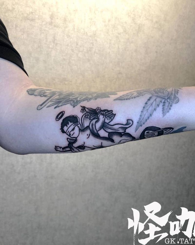 原创小图拼接纹身图片_手臂Old School纹身图案