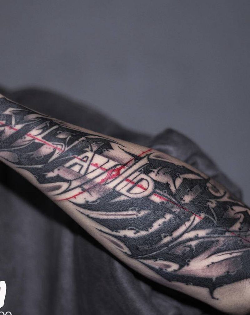 原创花体字纹身图片_手臂花体字纹身图案