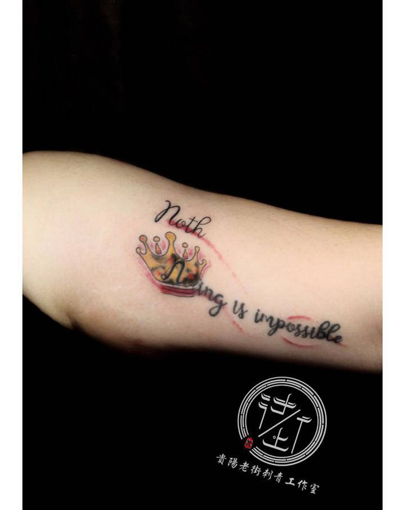 翔子作品，皇冠小遮盖。纹身图片_手部手臂水彩皇冠纹身图案