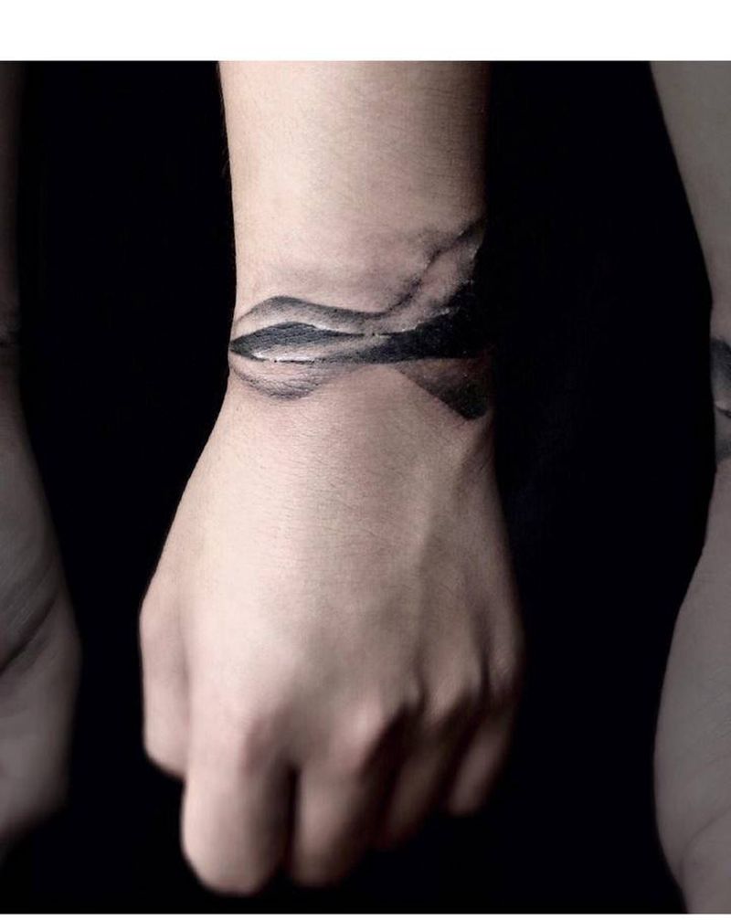 水墨山水手环纹身图片_手部水墨水墨山水手环纹身图案