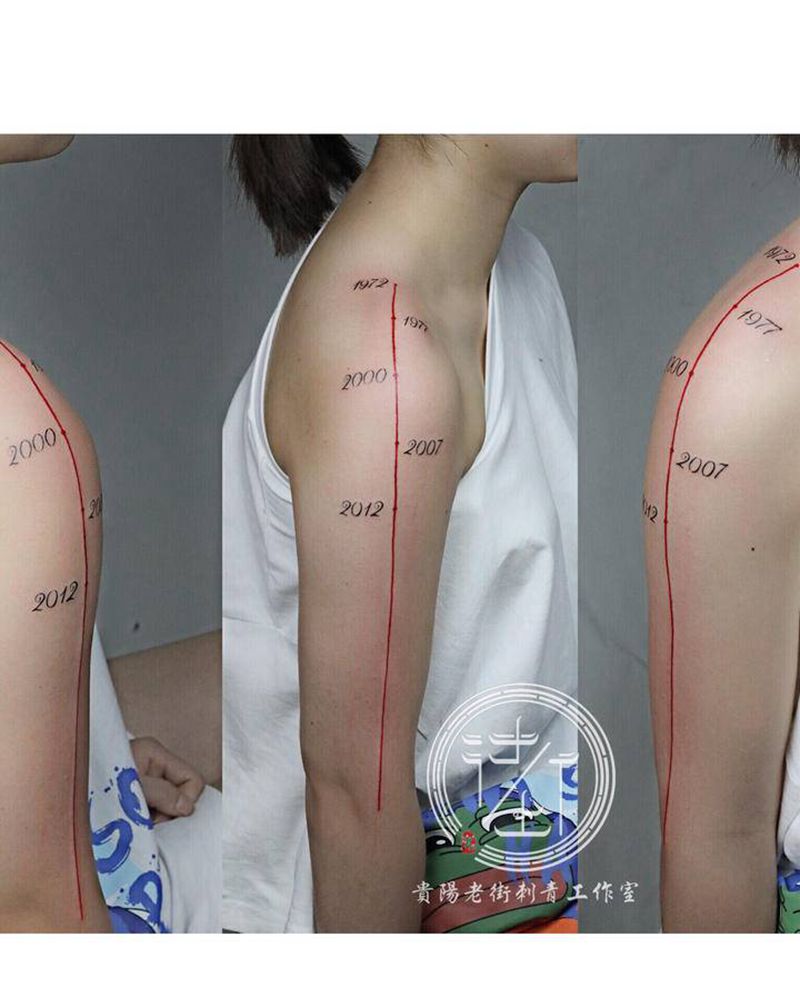 翔子作品，记录时间。纹身图片_手臂几何时间纹身图案