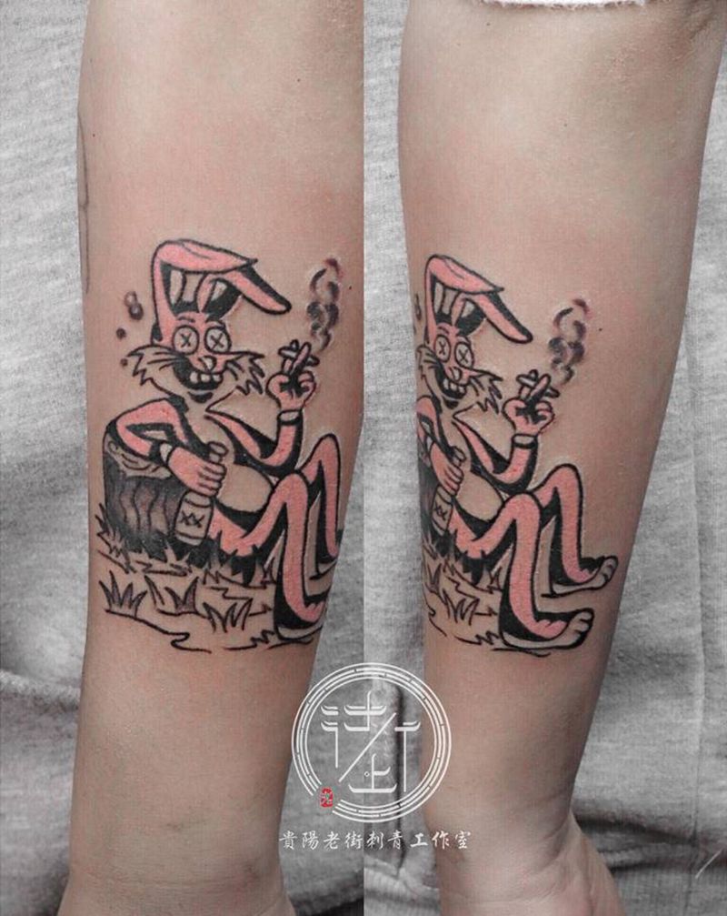 翔子作品，兔八哥。纹身图片_手臂图腾兔子纹身图案