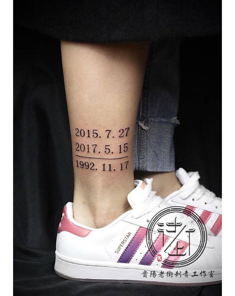 翔子作品，有意义的数字。纹身图片_脚部几何数字纹身图案