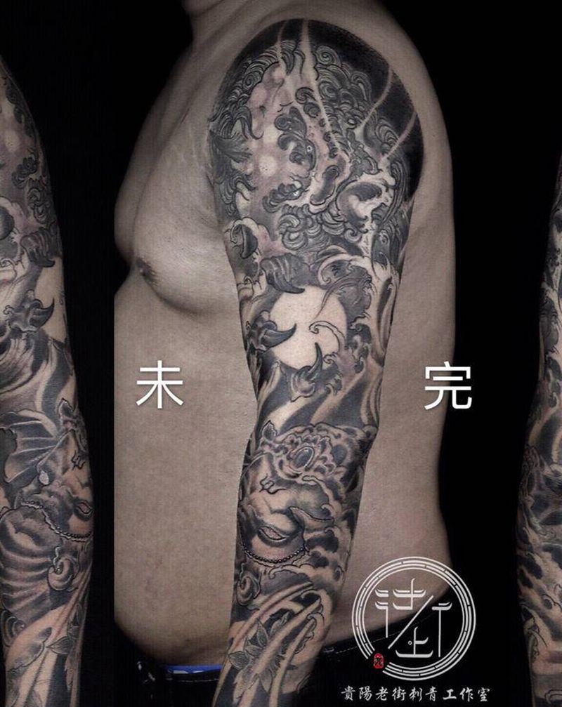 传统花臂（未完待续） By：翔纹身图片_手臂新传统花臂纹身图案