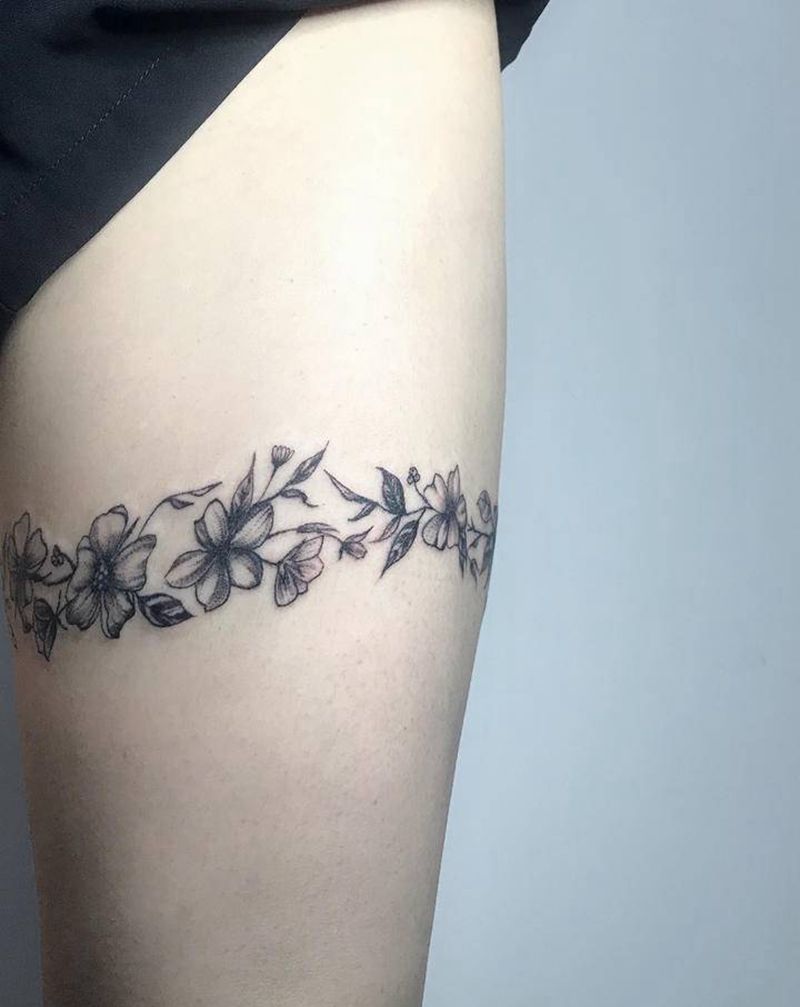 腿环纹身图片_腿部点刺纹身图案