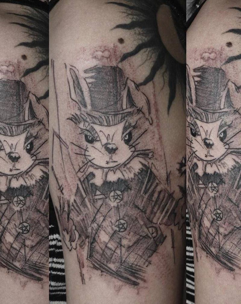 兔子纹身图片_手臂点刺兔子纹身图案