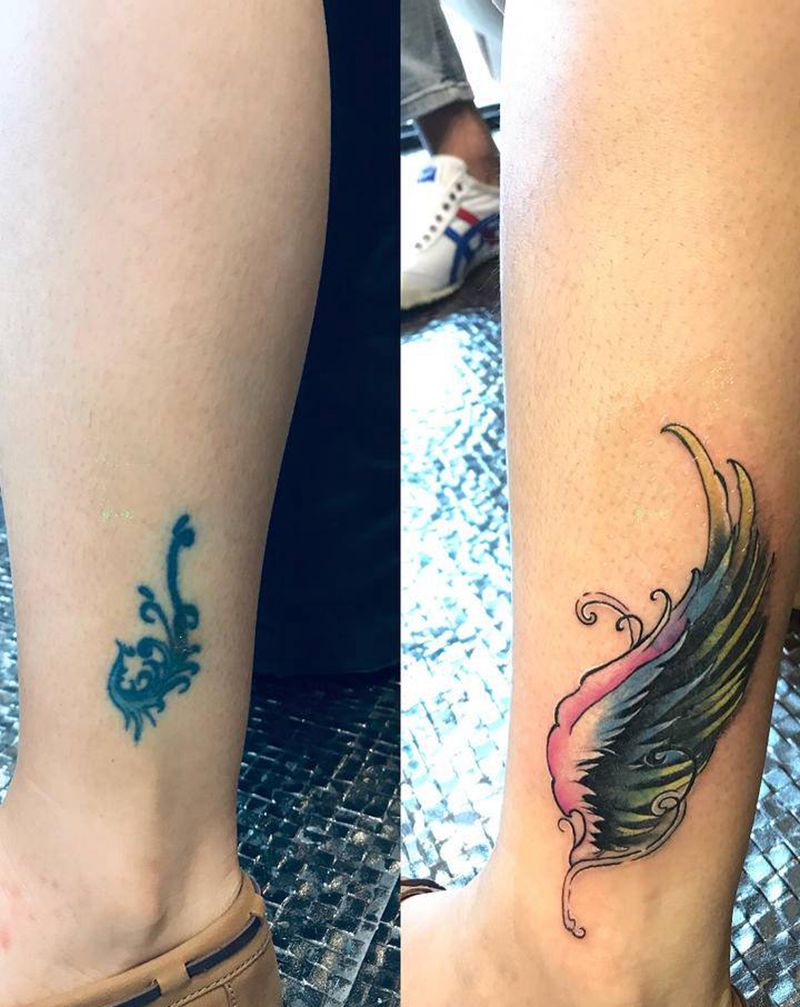 遮盖纹身图片_腿部纹身图案