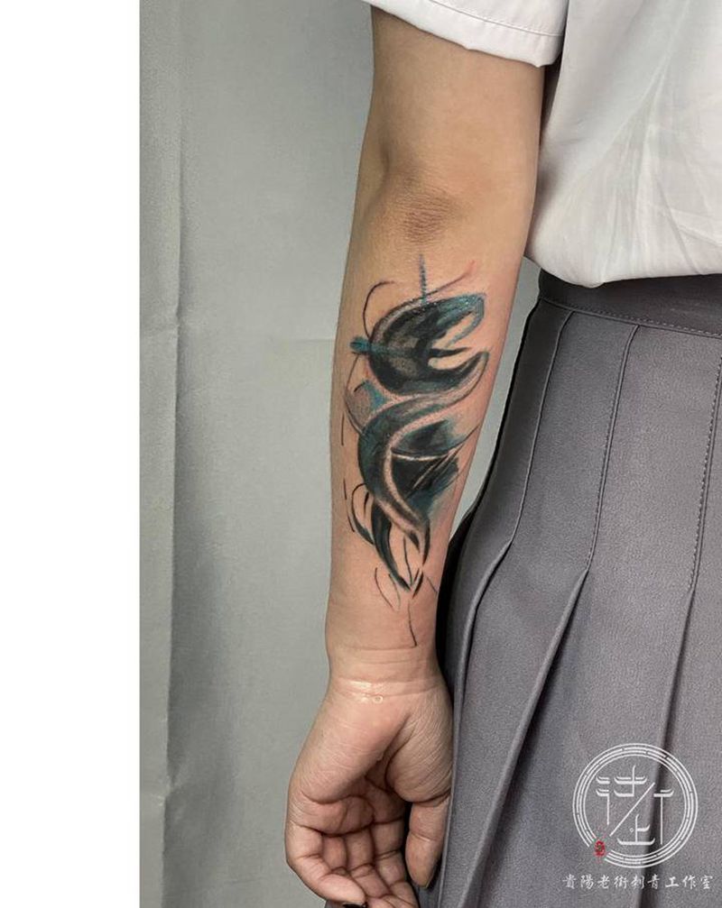 遮盖纹身图片_手臂水墨遮盖纹身图案