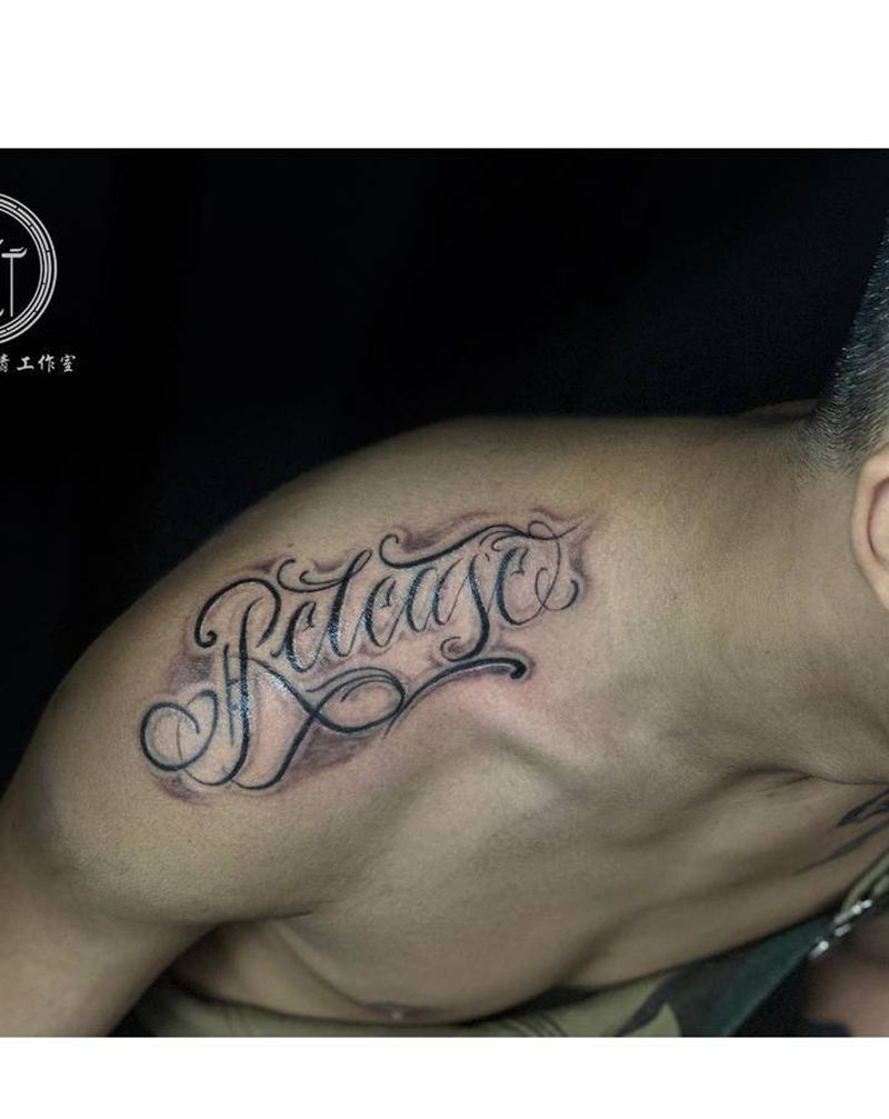 花体纹身图片_肩部花体字原创纹身图案