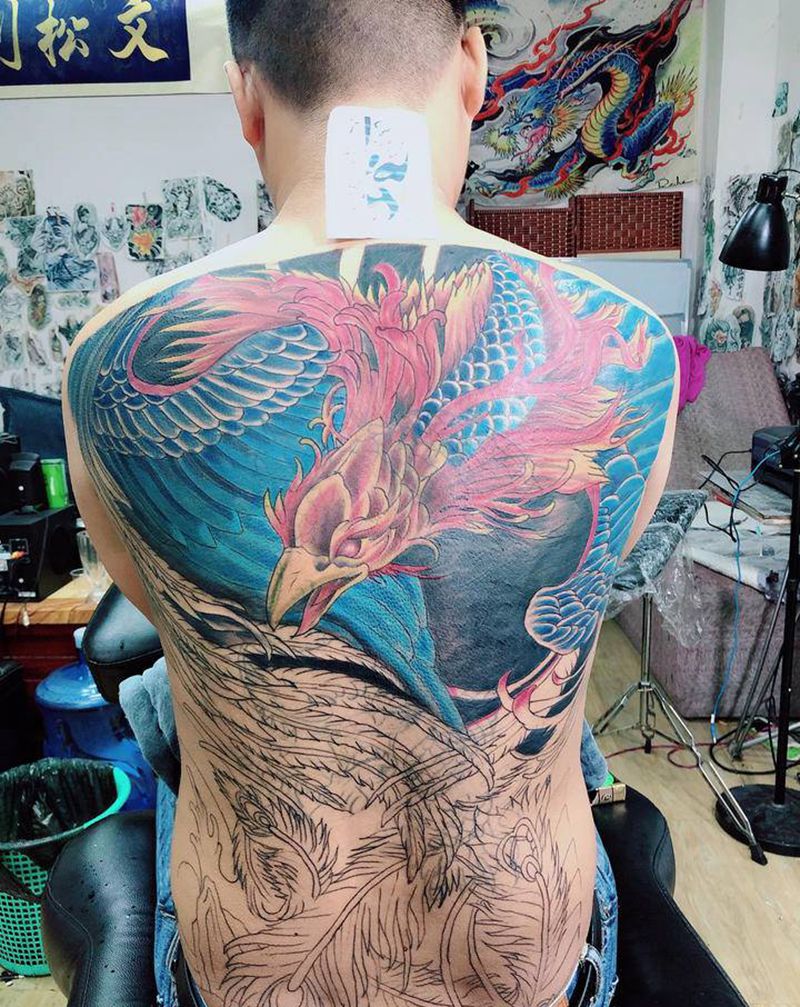 大满背带遮盖(未完纹身图片_背部纹身图案