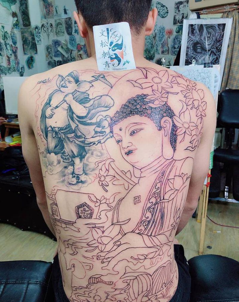 添加满背,未完纹身图片_背部纹身图案