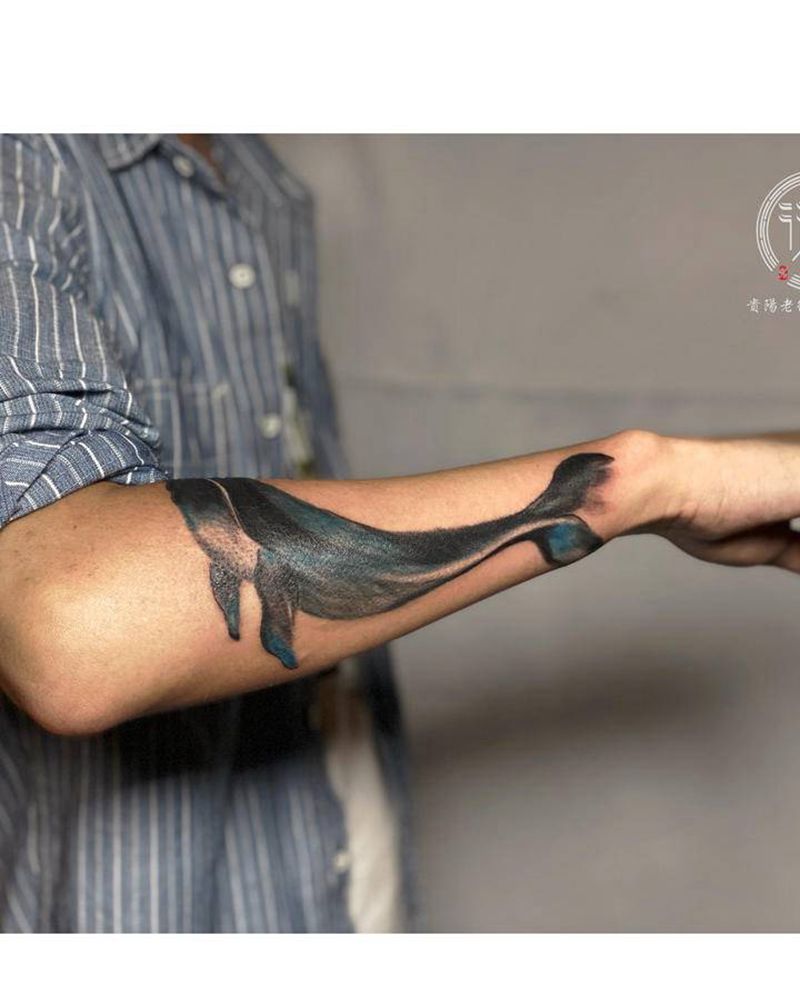 ——水墨鲸鱼——纹身图片_手臂水墨鲸鱼纹身图案