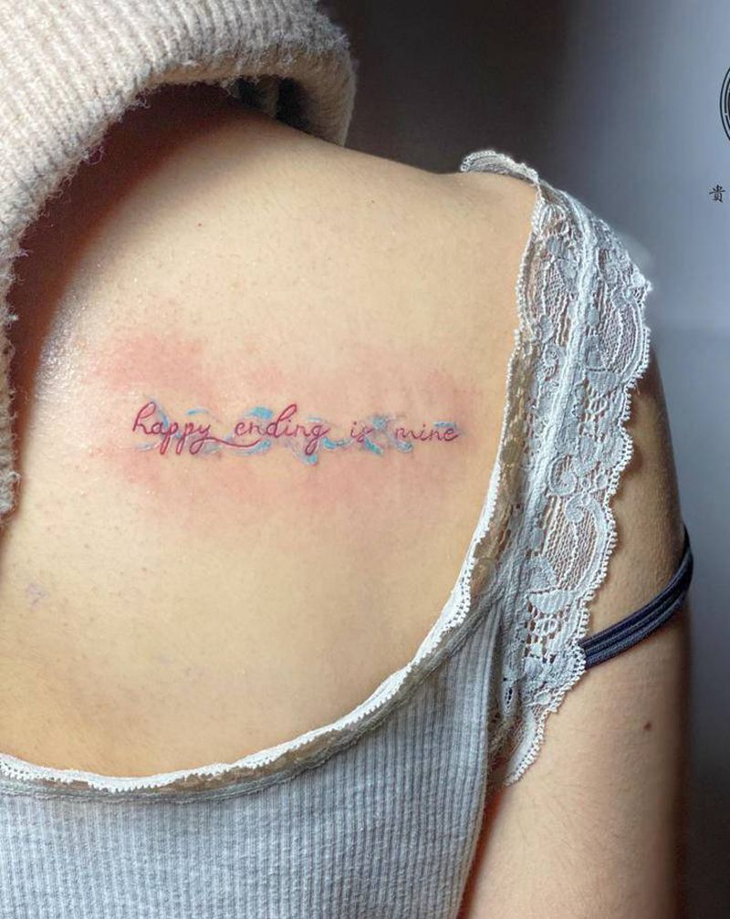 遮盖纹身图片_背部水彩小清新纹身图案