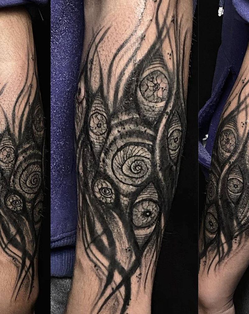 暗黑纹身图片_手臂暗黑遮盖纹身图案