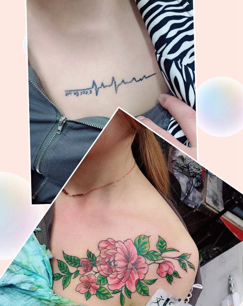 遮盖纹身图片_胸部纹身图案