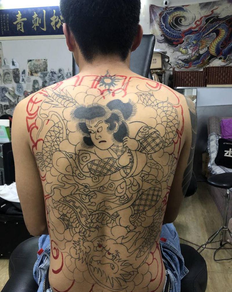 修改日式纹身图片_背部纹身图案