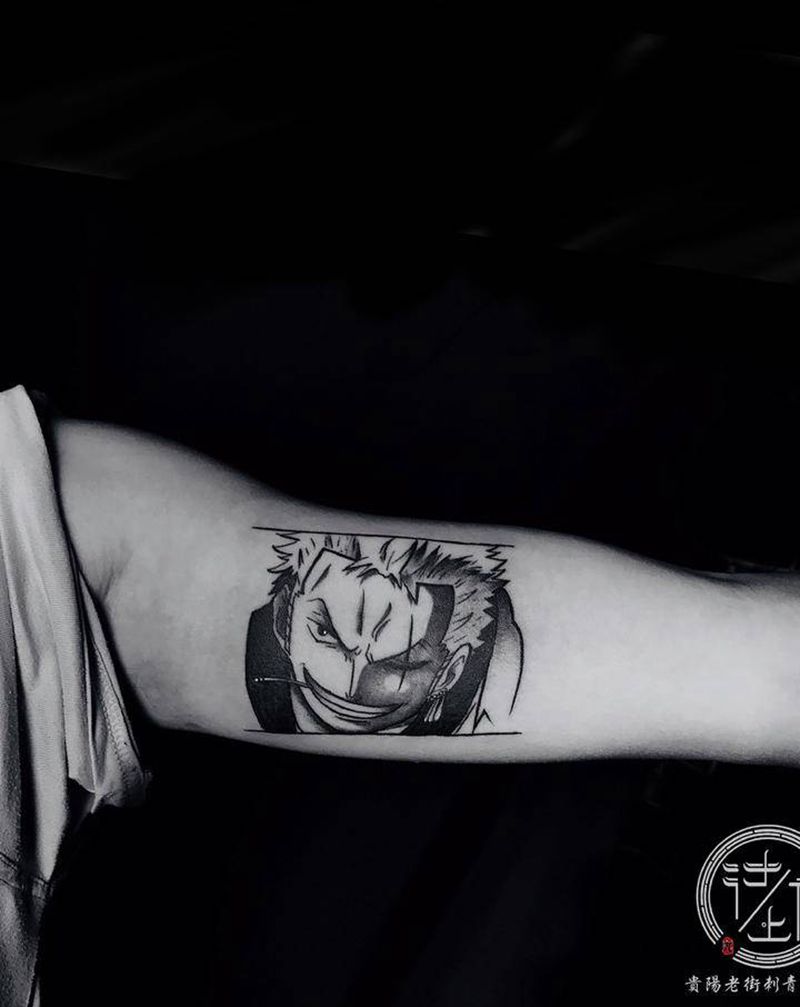 索隆纹身图片_手臂手部动漫索隆纹身图案