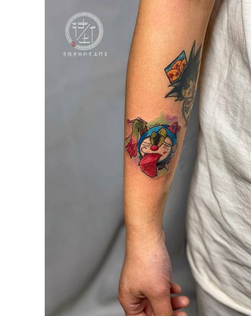 哆啦A梦纹身图片_手臂手部New School哆啦A梦纹身图案