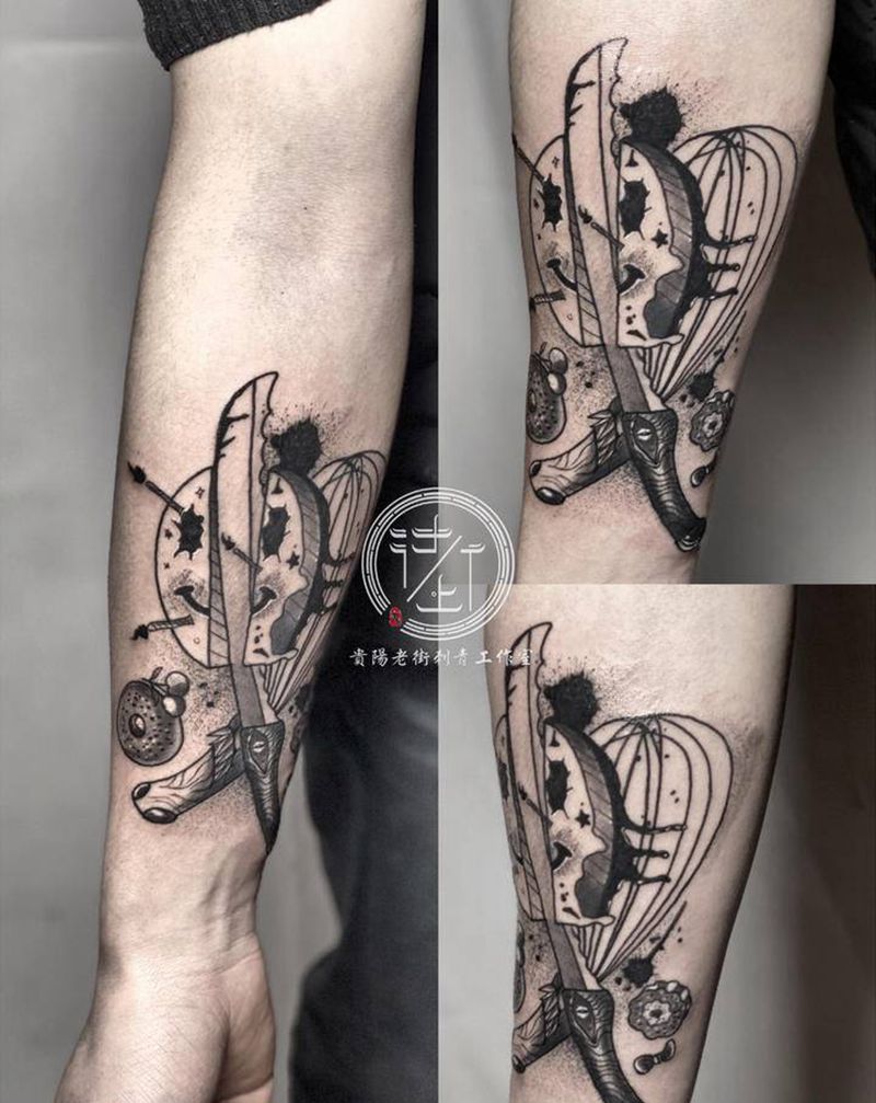 这是一个甜品师的专属纹身纹身图片_手臂Old School点刺甜品纹身图案