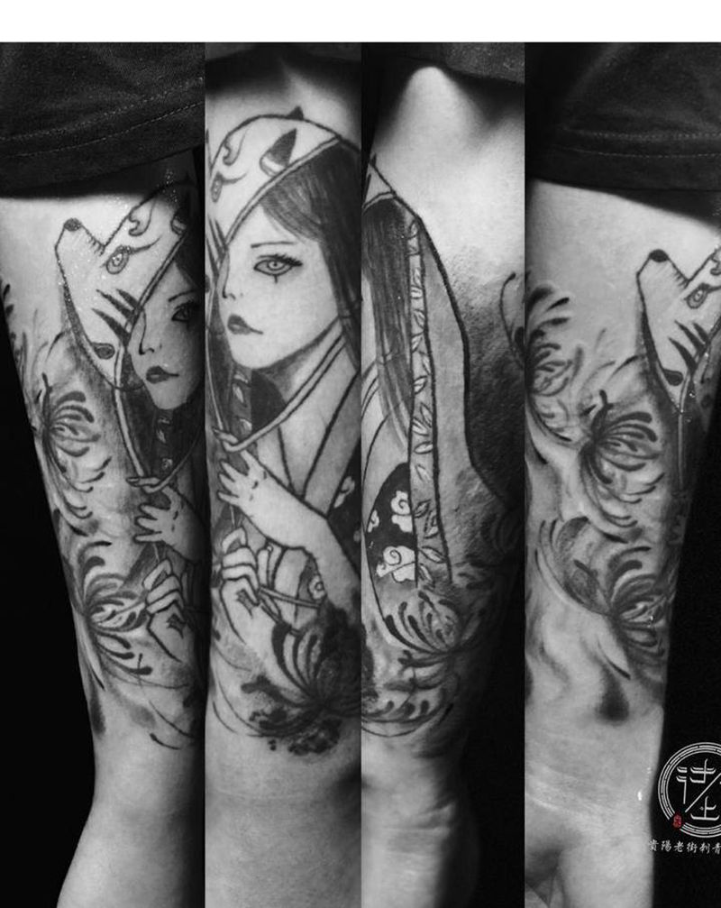 艺伎纹身图片_手臂新传统艺伎纹身图案