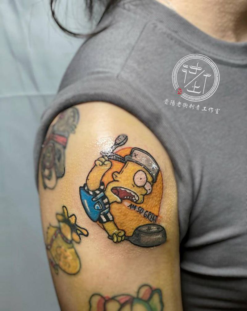 幸普森纹身图片_手臂New School幸普森纹身图案