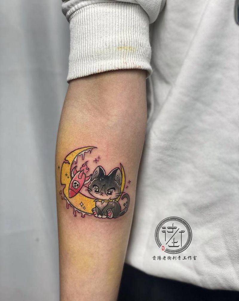 小猫咪纹身图片_手部New School猫咪纹身图案