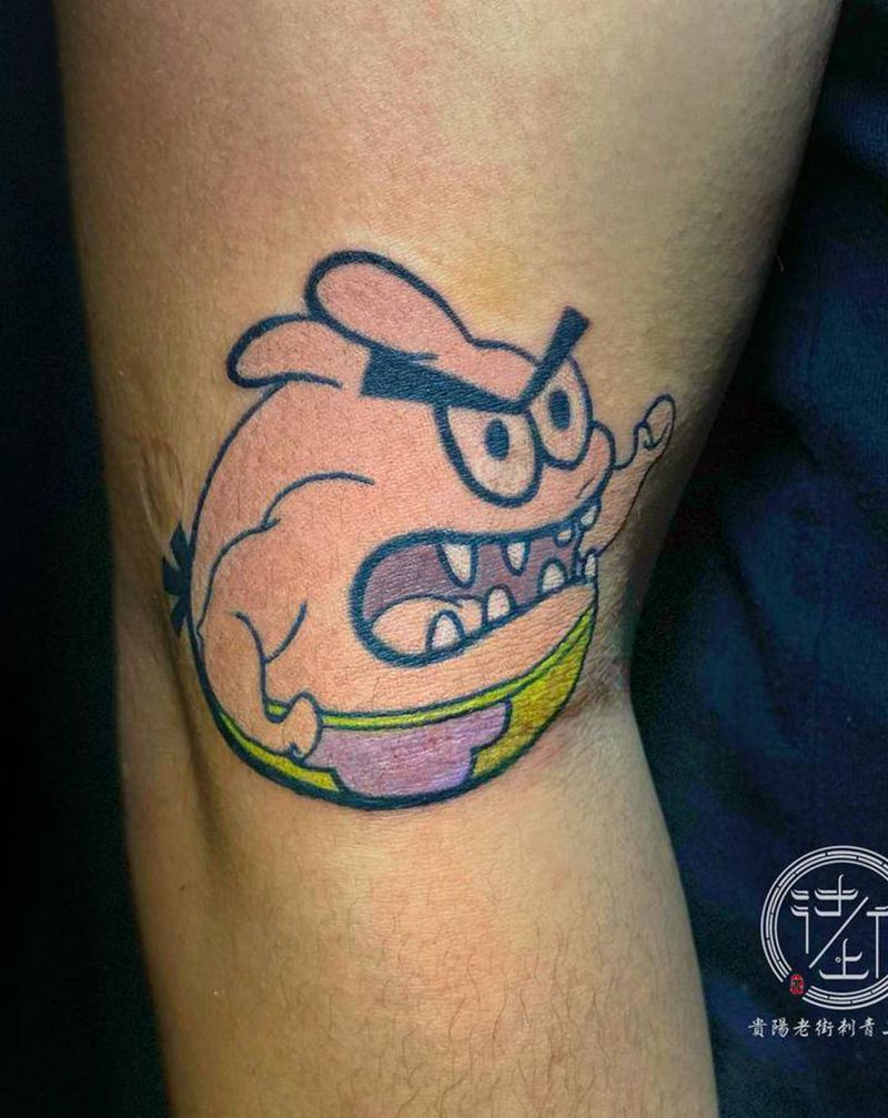 像一个派大星纹身图片_手臂老传统派大星纹身图案