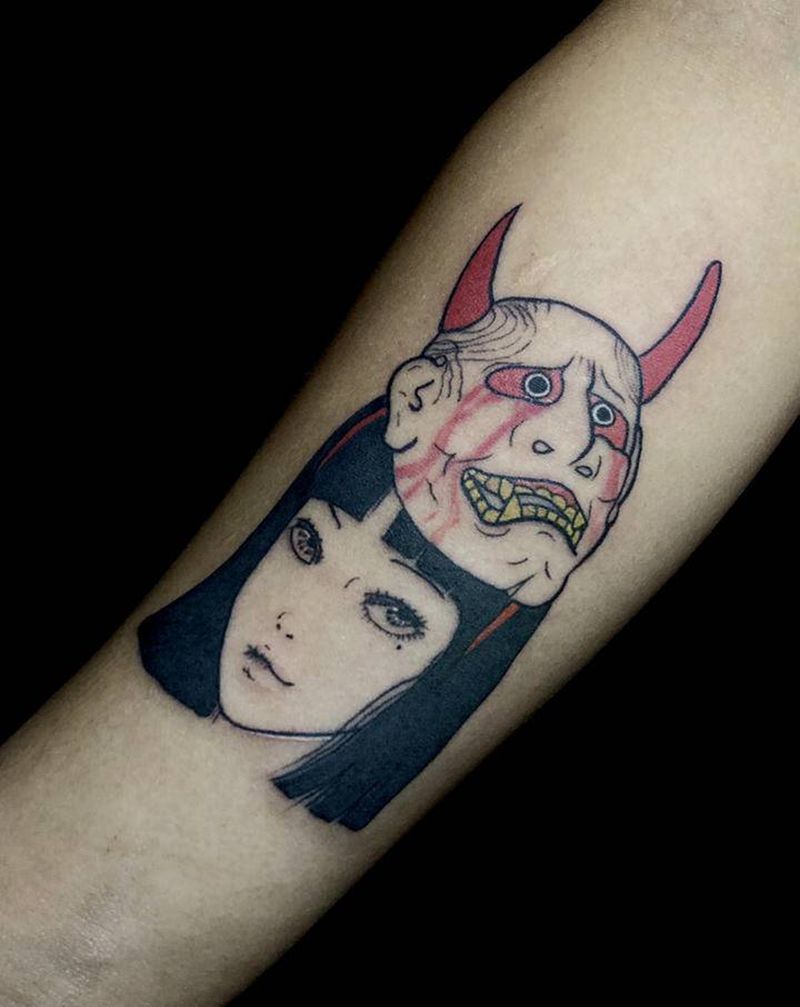 富江女纹身图片_手臂Old School纹身图案