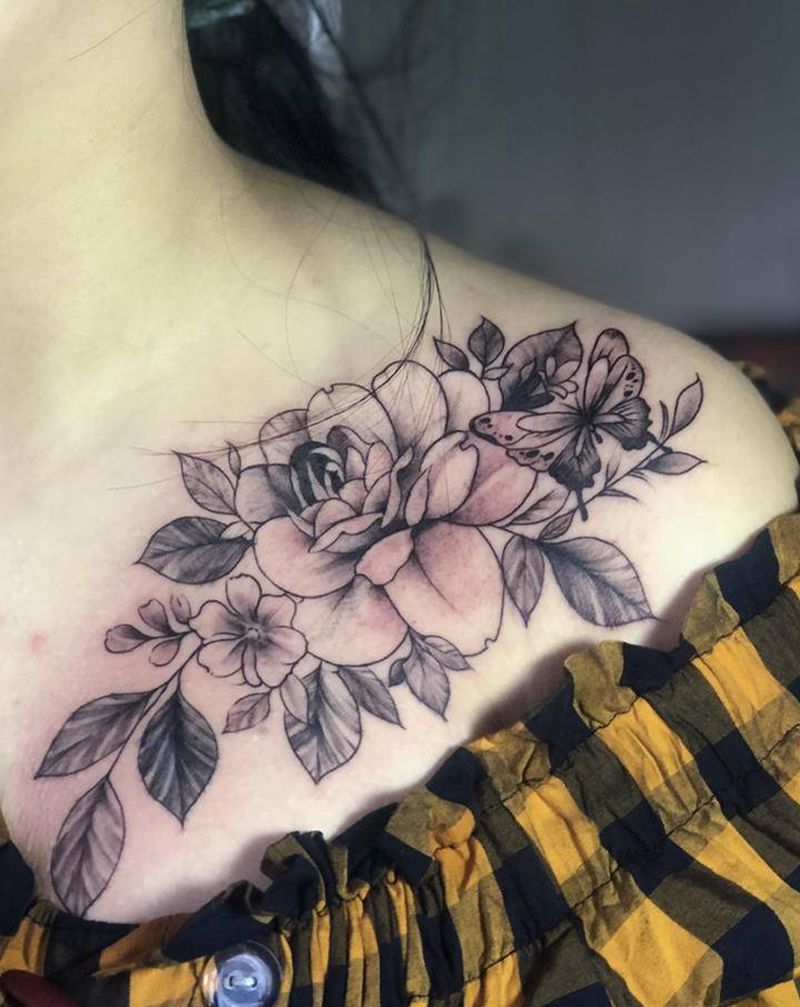 素纹身图片_胸部纹身图案