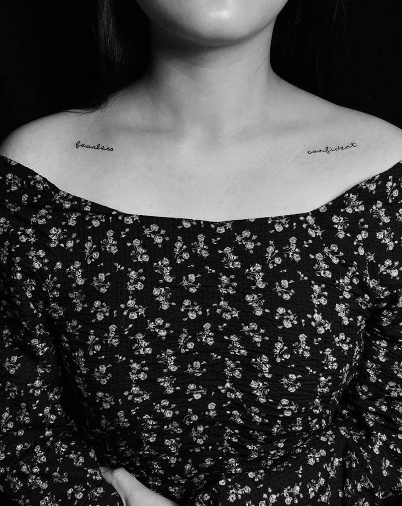 第一次纹身纹身图片_胸部几何花体字纹身图案