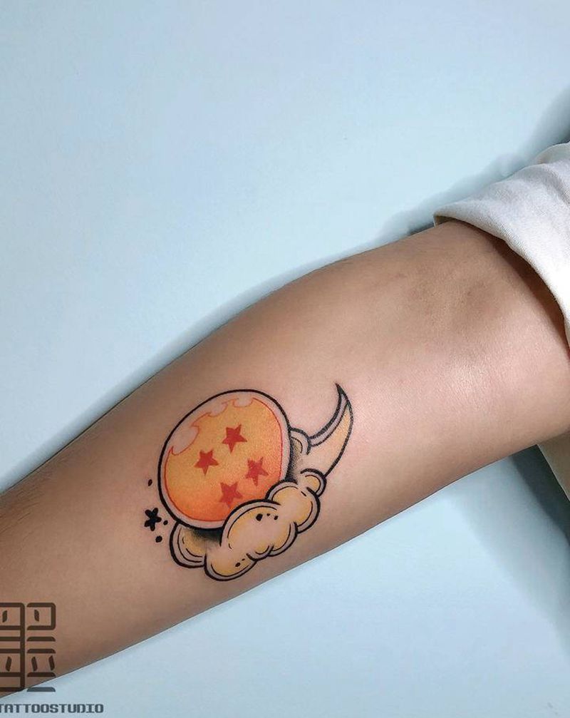 龙珠纹身图片_手臂欧美写实老传统龙珠纹身图案